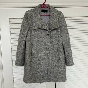 Ann Taylor Gray Pea Coat with Wool Blend and Wide Collar
